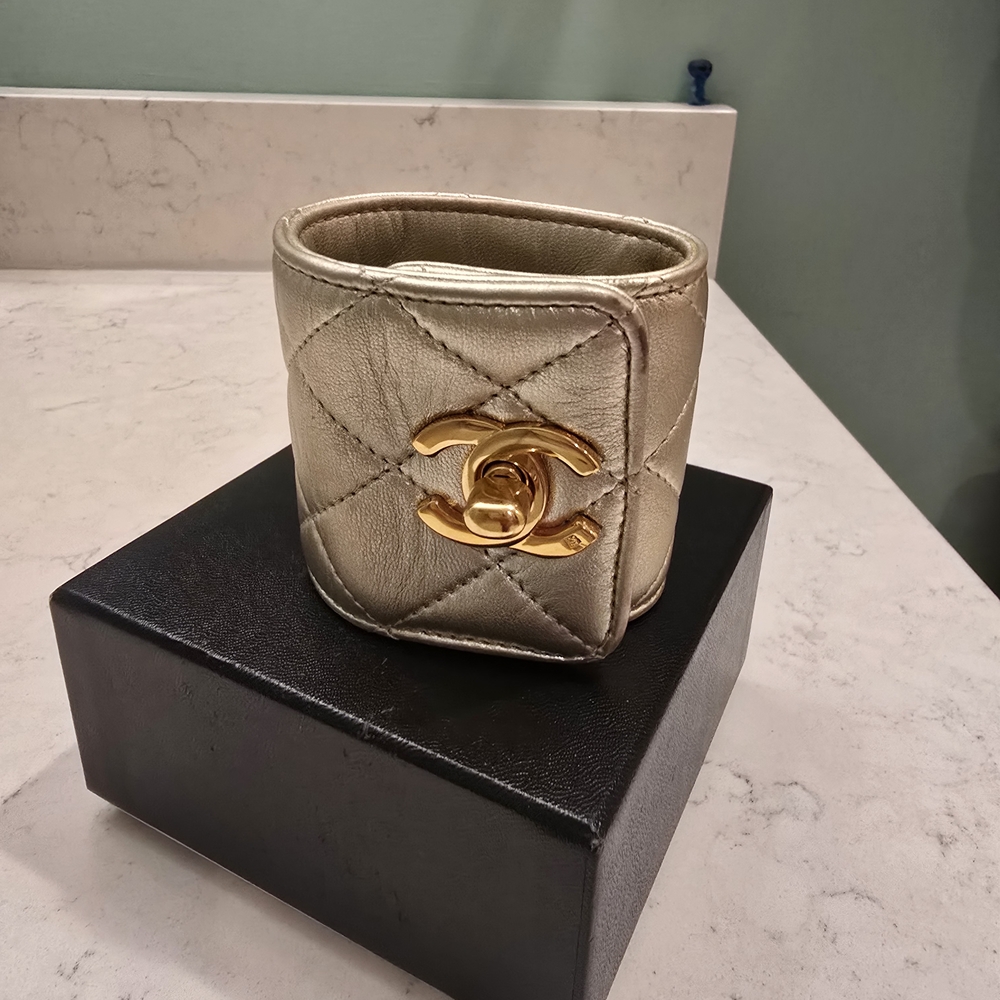 Chanel Gold Quilted Cuff Bracelet